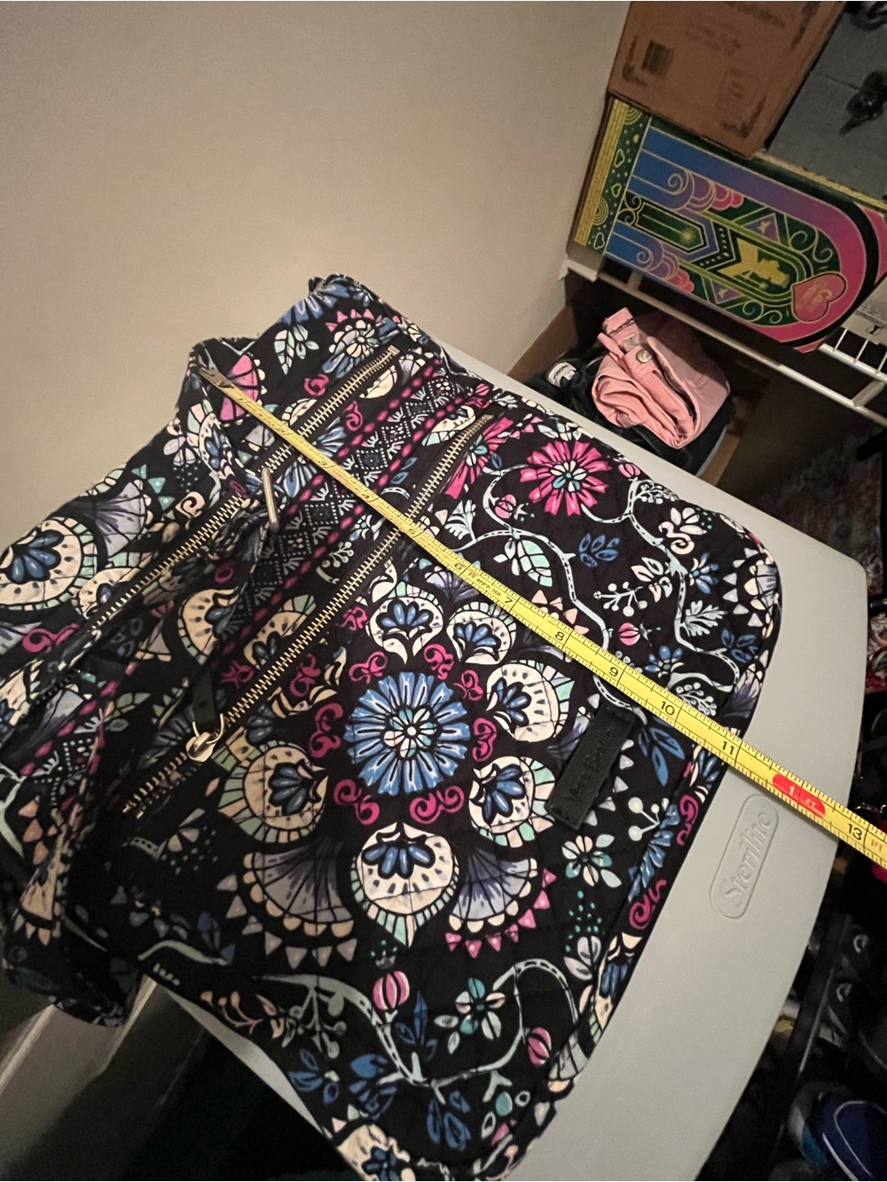 Vera Bradley Black Floral Quilted Shoulder Bag with Pink, Blue & Cream Accents - Picture 8 of 8